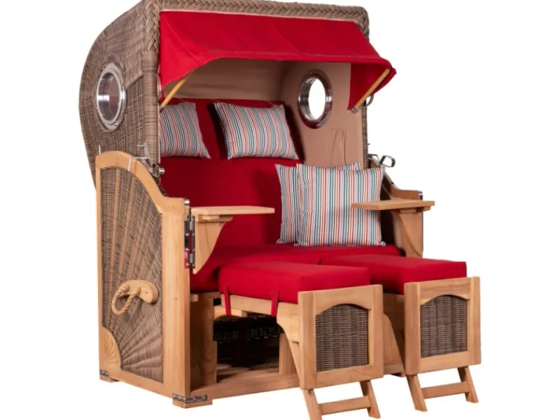 GarWoh Strandkörbe|Strandkorb Rantum Teak PE Grey Dessin 585