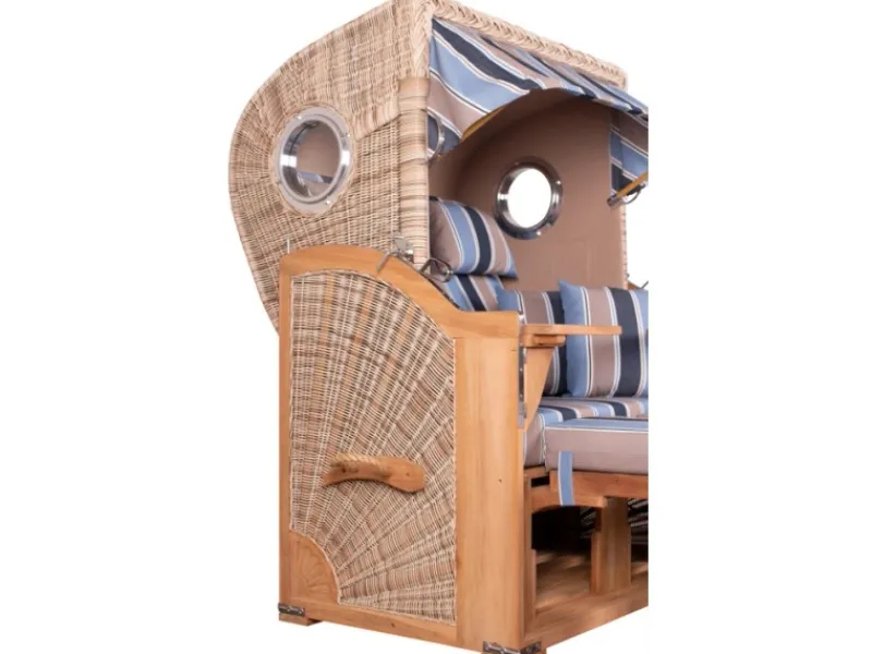 GarWoh Strandkörbe|Strandkorb Rantum Teak PE Shell Dessin 580