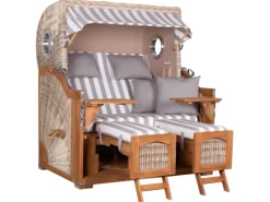 Strandkorb Rantum Grande Teak PE Shell Dessin 513*GarWoh Online
