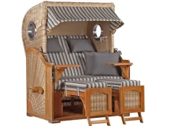 GarWoh Strandkörbe|Strandkorb Rantum Teak PE Shell Dessin 545