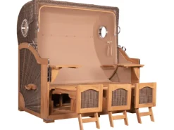 GarWoh Strandkörbe|Strandkorb Rantum Grande XXL Teak Bullauge PE Grey Dessin 537