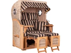 GarWoh Strandkörbe|Strandkorb Rantum Teak PE Shell Dessin 581