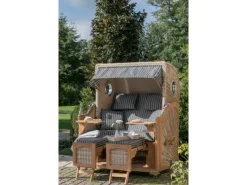 GarWoh Strandkörbe|Strandkorb Rantum Teak PE Shell Dessin 581