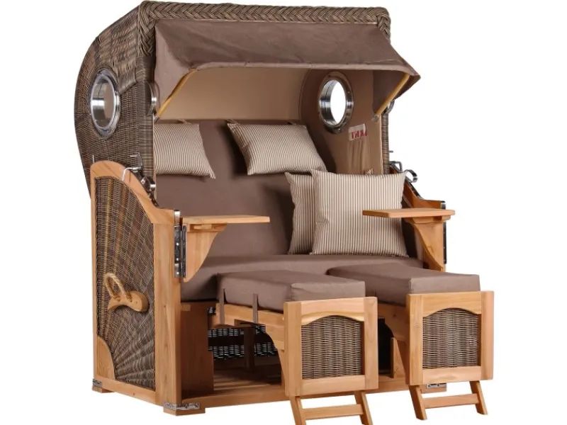 GarWoh Strandkörbe|Strandkorb Rantum Teak PE Grey Dessin 534