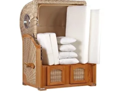 GarWoh Strandkörbe|Strandkorb Rantum Teak PE Shell Dessin 582