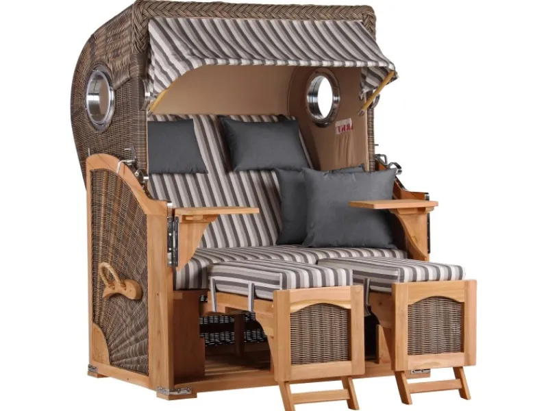 Strandkorb Rantum Teak PE Grey Dessin 545*GarWoh Best