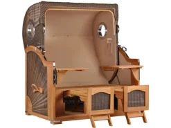 GarWoh Strandkörbe|Strandkorb Rantum Grande Teak PE Grey Dessin 510