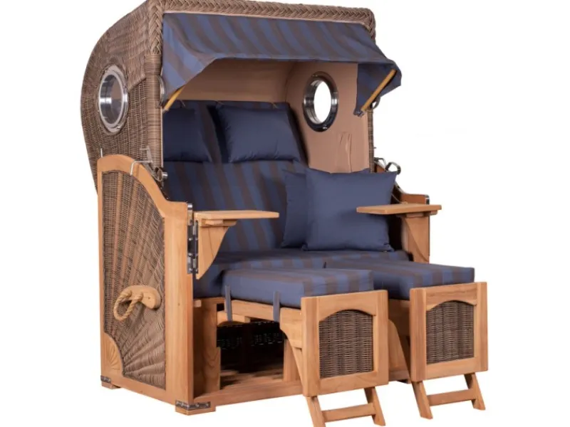 GarWoh Strandkörbe|Strandkorb Rantum Teak PE Grey Dessin 582