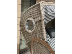 GarWoh Strandkörbe|Strandkorb Rantum Teak PE Shell Dessin 550