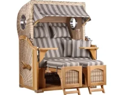 GarWoh Strandkörbe|Strandkorb Rantum Teak PE Shell Dessin 537