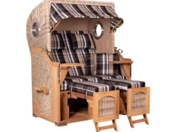 GarWoh Strandkörbe|Strandkorb Rantum Teak PE Shell Dessin 583