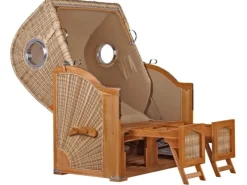 GarWoh Strandkörbe|Strandkorb Rantum Teak PE Shell Dessin 583