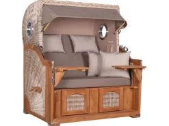 GarWoh Strandkörbe|Strandkorb Rantum Grande Teak PE Shell Dessin 534