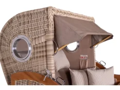 GarWoh Strandkörbe|Strandkorb Rantum Grande Teak PE Shell Dessin 534