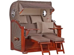 Strandkorb Westerland Mahagoni Bullauge PE Grey Dessin 534*GarWoh Outlet