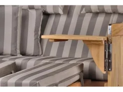 GarWoh Strandkörbe|Strandkorb Westerland Teak Bullauge PE Grey Dessin 537