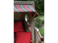 GarWoh Strandkörbe|Strandkorb Westerland Teak Bullauge PE Grey Dessin 506