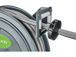 Geka Schlauch Kupplungen|Gartenschlauchwagen|Schlauchaufroller mit 20 m Wasserschlauch Grau