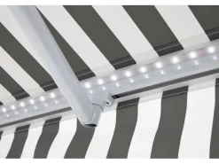 Markisen|Gelenkarmmarkise Aventura Solar-LED 3x2m Grau-Weiß