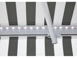 Markisen|Gelenkarmmarkise Aventura Solar-LED 3x2m Grau-Weiß