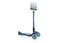 Fitnessgeräte|Globber Elite Deluxe Lights Tretroller Kinder 120/80 mm ABEC 5 3-Rädrig Höhenverstellbar LED-Rollen Dunkel