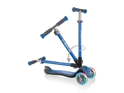 Fitnessgeräte|Globber Elite Deluxe Lights Tretroller Kinder 120/80 mm ABEC 5 3-Rädrig Höhenverstellbar LED-Rollen Dunkel