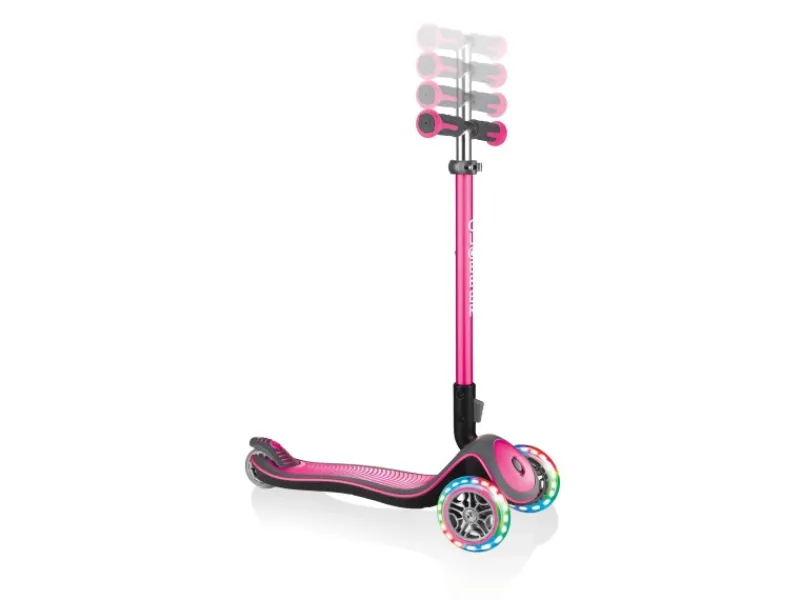 Globber Elite Deluxe Lights Tretroller Kinder 120/80 mm ABEC 5 3-Rädrig Höhenverstellbar LED-Rollen Dunkelblau* Best