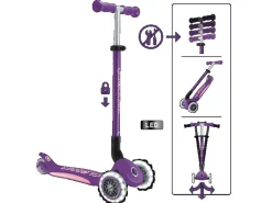 Globber Elite Lights Tretroller Kinder 120/80 mm ABEC 9 3-Rädrig Verstellbar LED-Leuchtrollen*