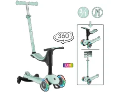 Fitnessgeräte|Globber Go-Up Sporty Lights 360 3in1 Aufsitzrad Laufrad Scooter 120/80mm 3-Rädrig Verstellbar LED-Rollen Mint