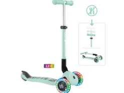 Fitnessgeräte|Globber Junior Foldable Fantasy Lights Tretroller 120/80 mm ABEC 5 3-Rädrig LED-Leuchtrollen Mint-Tribal