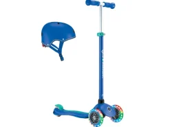 Fitnessgeräte|Globber Primo Plus Lights Tretroller und Helm Kinder 120/80 mm 3-Rädrig Höhenverstellbar LED-Leuchtrollen