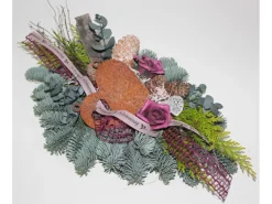 Grabgesteck mit Metallherz ca. 40 cm Brombeer*