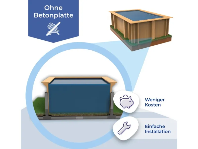 Echtholzpool Macadamia Oval 632 x 335 x 130 cm*Gre Outlet