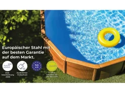 Pool Amazonia Oval mit Holzoptik 730 cm x 375 cm x 132 cm Holzfarben*Gre