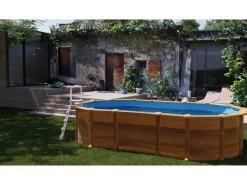 Pool Amazonia Oval mit Holzoptik 730 cm x 375 cm x 132 cm Holzfarben*Gre
