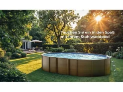 Pool Amazonia Oval mit Holzoptik 730 cm x 375 cm x 132 cm Holzfarben*Gre