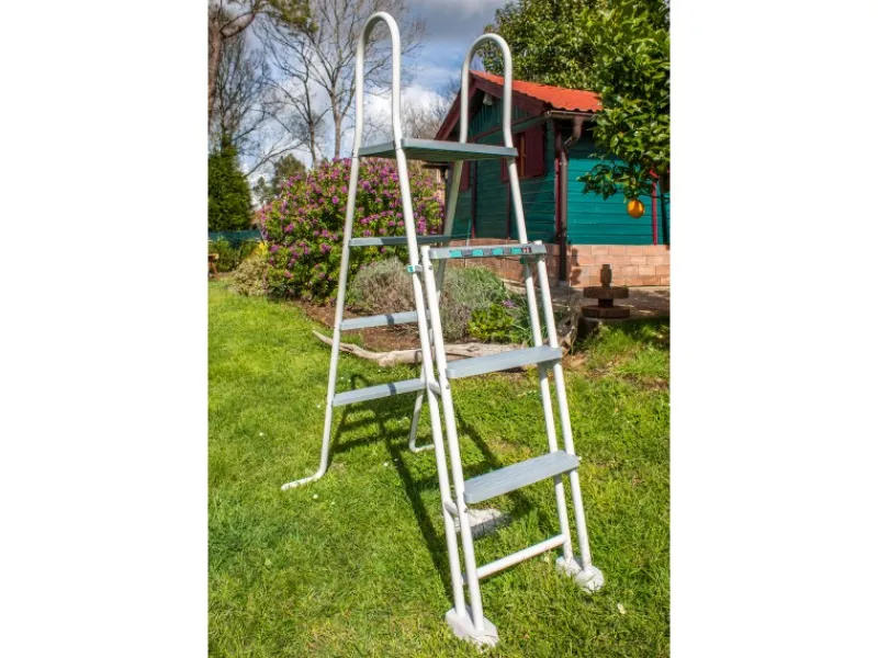 Gre Pooltechnik|Aufstellpools|Sicherheitsleiter 2 x 3 Stufen für Stahlwandbecken Edelstahl