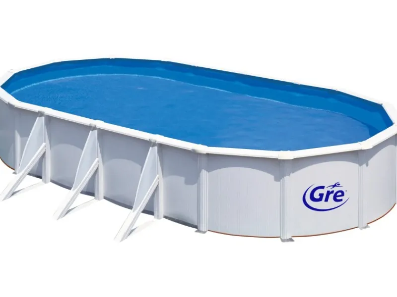 Gre Aufstellpools|Stahlwand-Pool Fidji 730 cm x 375 cm x 120 cm Oval Weiß