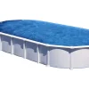 Stahlwand-Pool Haiti 1.000 cm x 550 cm x 132 cm Omega-System Oval Weiß*Gre New