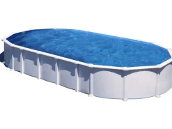 Stahlwand-Pool Haiti 1.000 cm x 550 cm x 132 cm Omega-System Oval Weiß*Gre New
