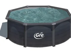 Gre Aufstellpools|Stahlwand-Pool Kea Ø 300 cm x 120 cm Rund Graphit