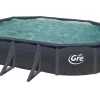 Gre Aufstellpools|Stahlwand-Pool Kea 610 cm x 375 cm x 120 cm Oval Graphit