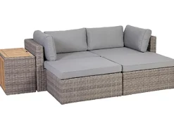 Greemotion Lounge-Gartenmöbel|Gartenmöbel-Sets|Lounge-Set Olea Wood Stahl Grau 5-tlg.