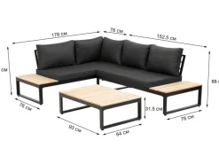 Lounge-Set Rio Aluminium Schwarz 3-tlg.*Greemotion Best