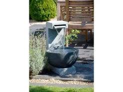 Dobar Gartenbrunnen|Brunnenpumpe|Großer Design-Gartenbrunnen mit runder Schale 52 cm x 44 cm x 65 cm