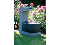 Dobar Gartenbrunnen|Brunnenpumpe|Großer Design-Gartenbrunnen mit runder Schale 52 cm x 44 cm x 65 cm