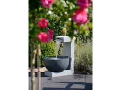 Dobar Gartenbrunnen|Brunnenpumpe|Großer Design-Gartenbrunnen mit runder Schale 52 cm x 44 cm x 65 cm