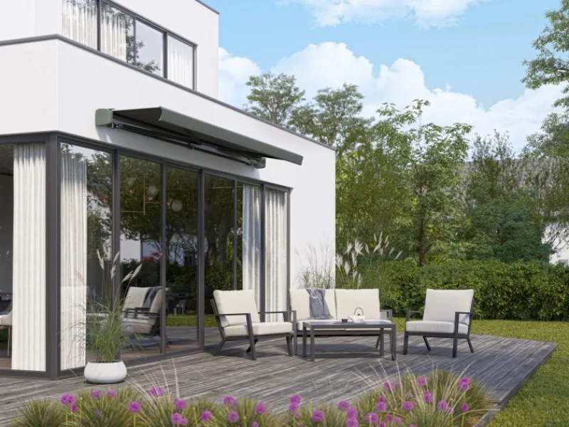 Halbkassettenmarkise Maraca 4x2,5m Anthrazit Solarbetrieb* Sale