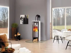 Hark Rechen|Opera-B grande Kaminofen Keramik Creme-Weiß 7 kW mit Automatik