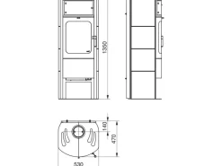 Hark Rechen|Opera-B grande Kaminofen Keramik Creme-Weiß 7 kW mit Automatik